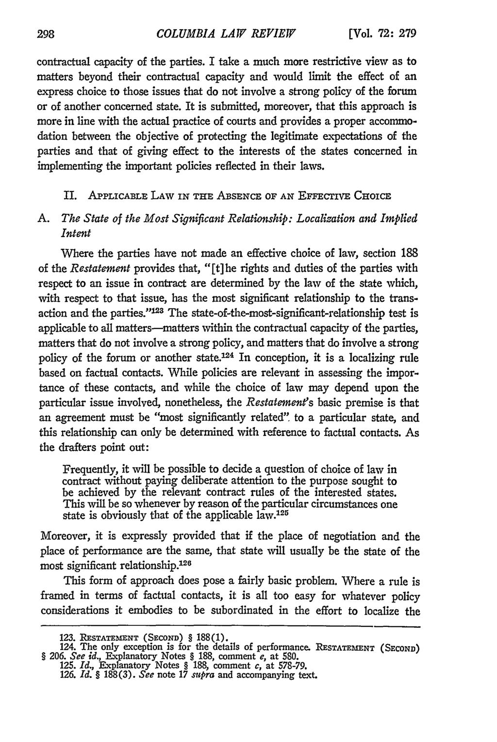 COLUMBIA LAW REVIEW [Vol. 72: 279 contractual capacity of the parties.
