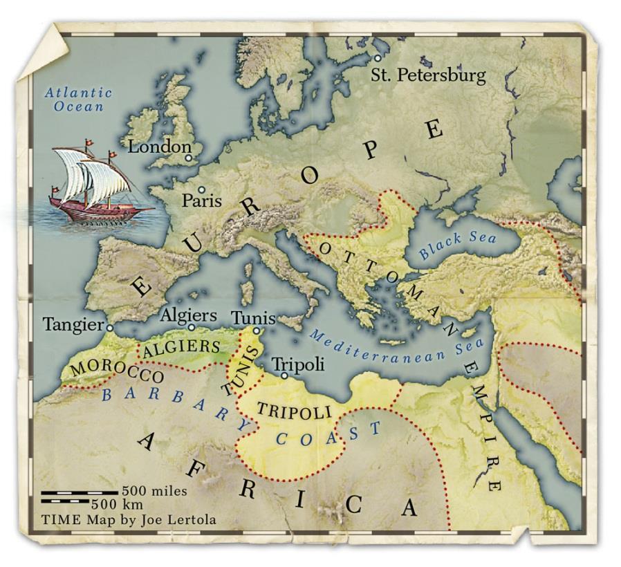 Internatinal Tensins Barbary states n the nrthern cast f Africa had interrupted Mediterranean shipping Mrcc, Algiers, Tunis and Tripli Eurpean natins rutinely paid tribute s the ships wuldn t be