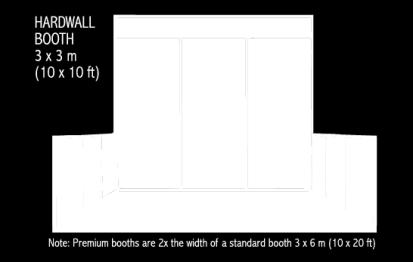 m (10 x 10 ft) Hardwall Booth with PVC panels consisting of 2.