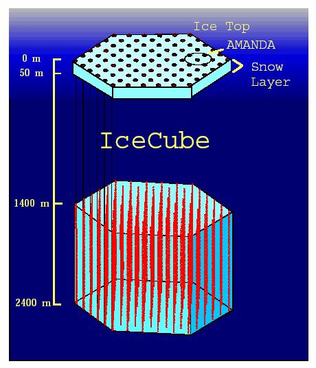 IceTop Surface Array One station (two tanks, four DOMs) above each IceCube string Used for calibration, veto, and