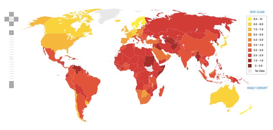 Corruption Perceptions Index The Heritage Foundation utilizes data collected by Transparency International, the global organization leading the fight against corruption, in calculating the Freedom