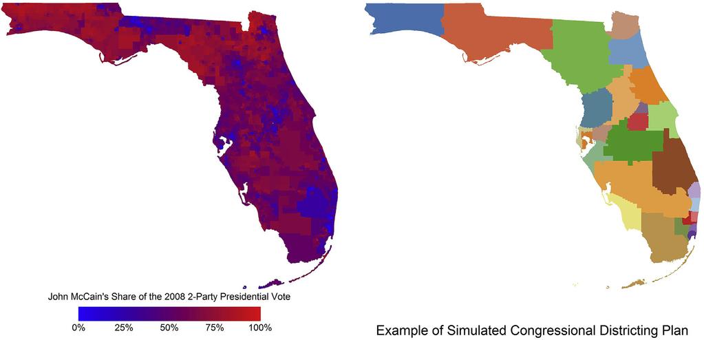 J. Chen, D. Cottrell / Electoral Studies 44 (2016) 329e340 333 Fig. 1. Example of simulated districting plan in Florida (27 districts).