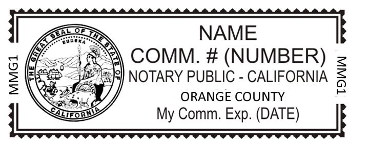 THE NOTARY SEAL Sequential Commission Number (added in 1992) Name of Notary Manufacturer or vendor number (added in 1992) California State Seal County where oath and bond are filed Serrated or milled