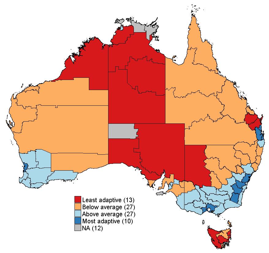 Figure 4: Adaptive capacity of Australia s regions Least adaptive Below average Above average Most adaptive Not estimated Source: Productivity Commission, Transitioning Regional Economies, Study