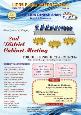 point 1st District Cabinet Meeting 11th August, 2013 Hotel The