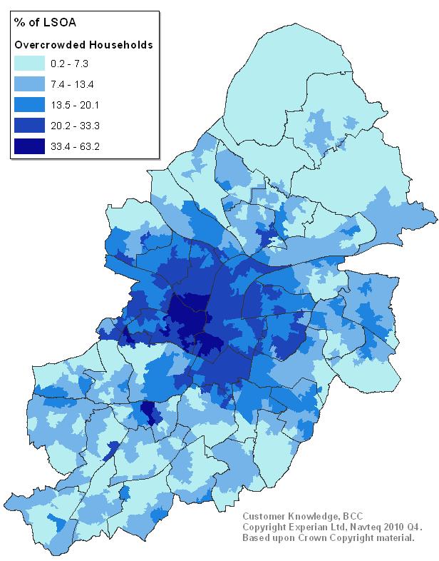 It increased by 9.6%: from 36.5 residents to 40 residents per hectare from 2001-2011. This is an increase similar to the 9.8% change in population since 2001. In terms of wards, Ladywood (37.