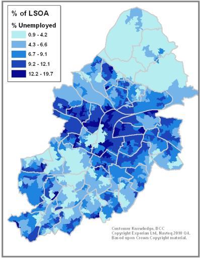 The white paper 2 Making Birmingham an inclusive city also looks at unemployment and has identified that unemployment levels in Birmingham are nearly twice the national average, and in some areas of