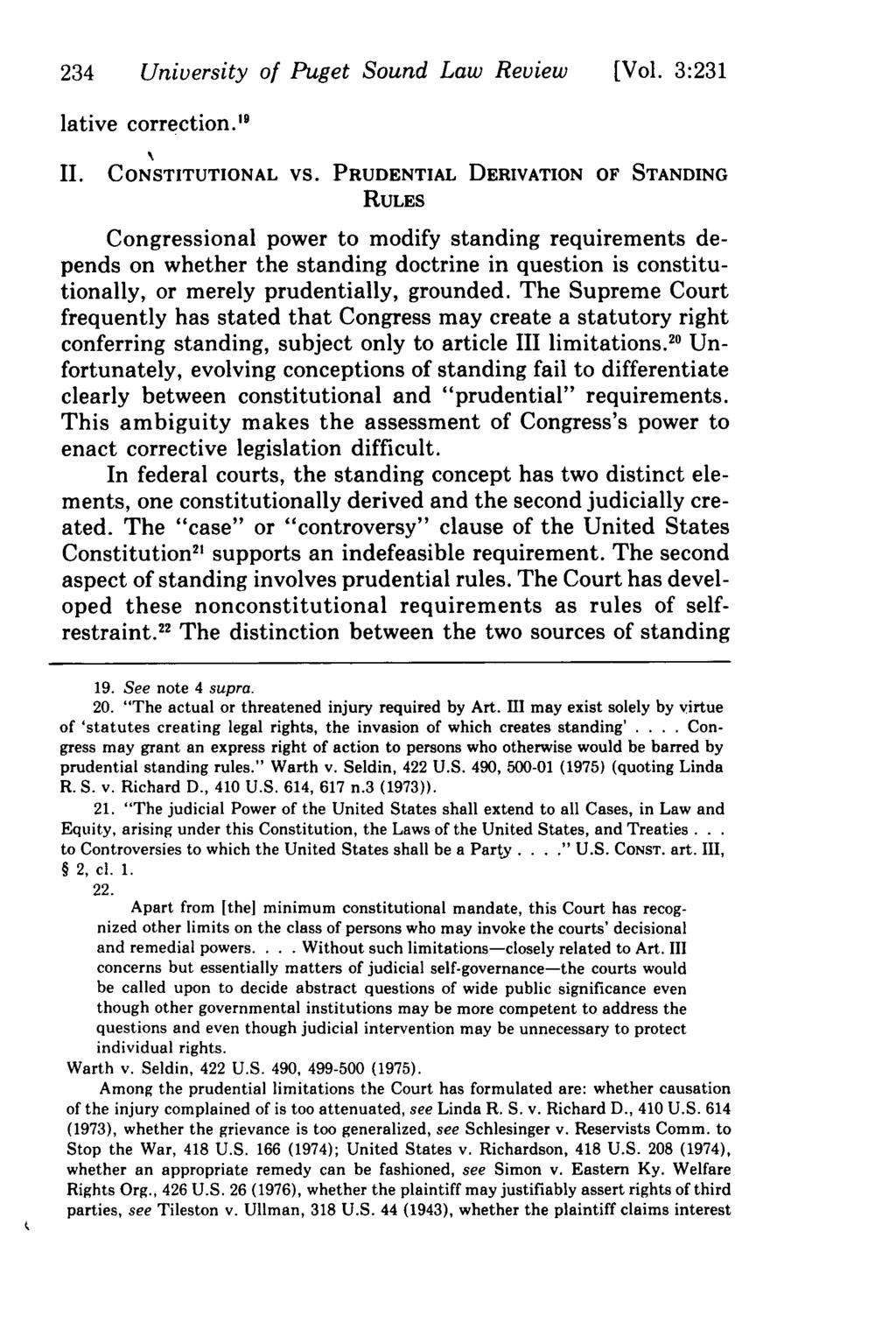 234 University of Puget Sound Law Review [Vol. 3:231 lative correction. '9 II. CONSTITUTIONAL VS.