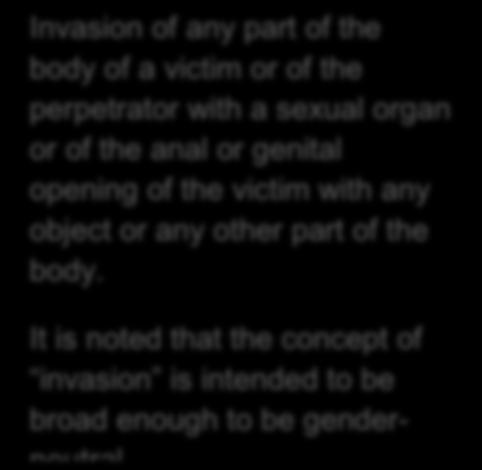 includes acts that involve penetration of any part of the body of
