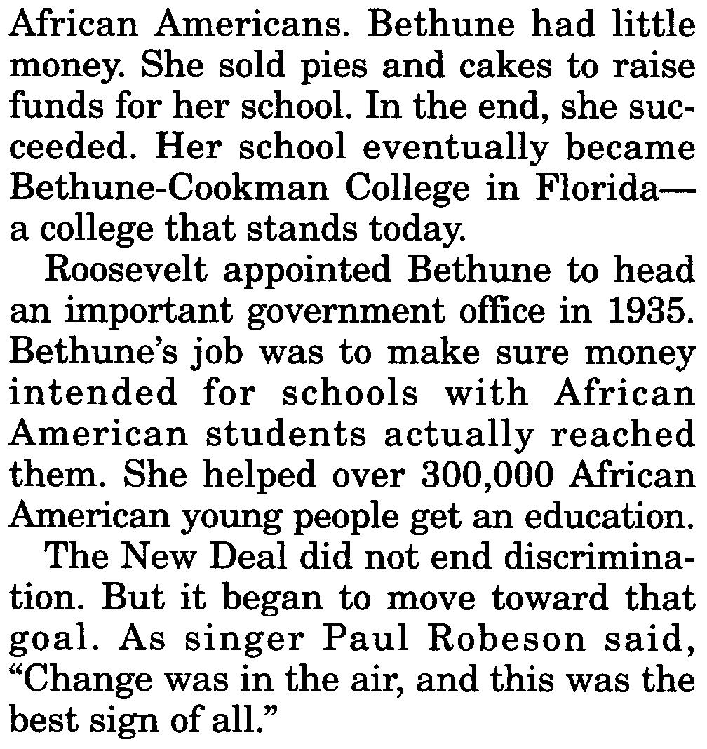 Roosevelt appointed Bethune to head an important government office in 1935.