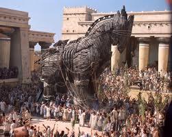 Trojan horse/ Perfidious Albion The EU of six with four languages, of which French was a working language, became, after 20 years, in 1973, the EU of nine where English, the trojan horse of American