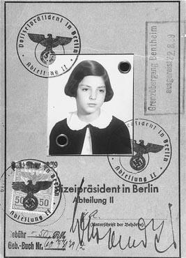1938-1940 KINDERTRANSPORT: Passport issued to Gertrud Gerda Levy, who left Germany in August 1939 on a Children's Transport (Kindertransport) to Great Britain. Berlin, Germany, August 23, 1939.