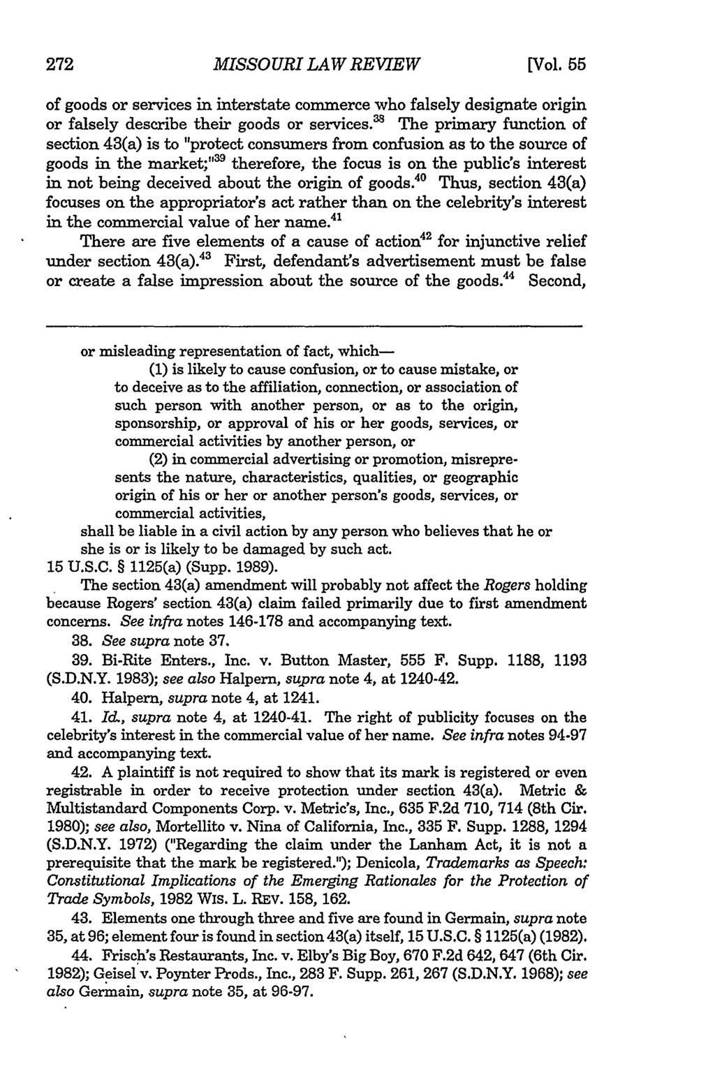 Missouri Law Review, Vol. 55, Iss. 1 [1990], Art. 8 272 MISSOURI LAW REVIEW [Vol.