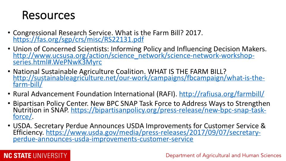 Today s session was supposed to provide a brief overview of the 2018 Farm Bill.