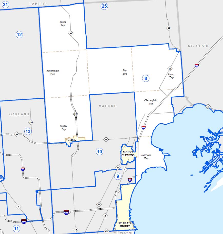 District: District includes, in the County of Macomb, the cities of Mt. Clemens, St.