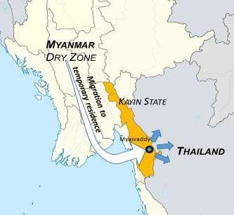 HELVETAS Swiss Intercooperation Myanmar 9 The most preferred and common destinations outside of Region/State of internal migrants from all the States/Regions under the study, seems to be the urban
