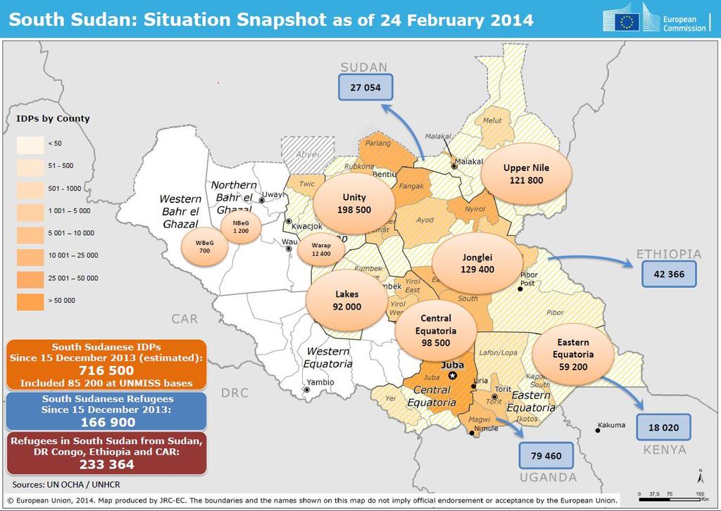 South Sudan Conflict ECHO CRISIS REPORT N 14 Period covered 08/02/2014 to 24/02/2014 1. Map Time of validity 12.