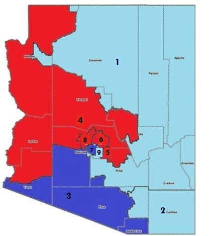 2012 Congressional District Races Margins of Victory Democrats won 5 of Arizona s 9 CDs in 2012.
