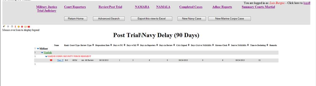 NAMARA can monitor and track the cases through the entire post trial process.