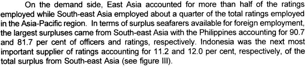 SUPPLY OF ASIA-PACIFIC SEAFARERS This section examines the supply of Asian seafarers beginning with a summary of the findings of the BIMCQ-ISF study (Wilson~, 1990) on the world-wide demand and