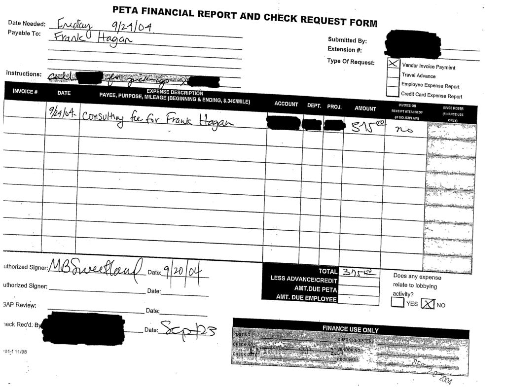 Date Needed PETA Case FINANCIAL 1:03-cv-02006-EGS REPORT Document AND460-8 Filed 03/09/09 Page 13 of 34 CHECk REQUEST FORM Payable To Submiued By iiiiiiiiiiieit Extension