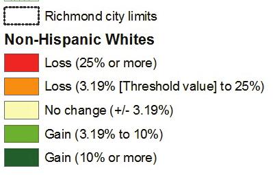 18 RICHMOND NEIGHBORHOOD CONDITIONS: MAP 10 MAP 10 Change in White Population Most areas in the city