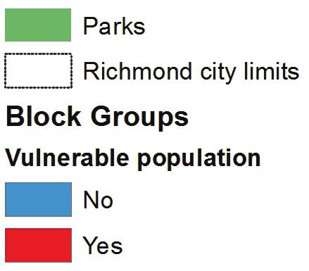 A Block Group has vulnerable population if three out of the following four rates are higher than the city average: renter-occupied households, people of color, residents with less than bachelor