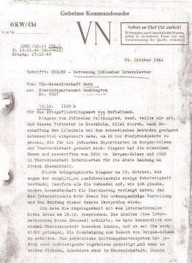 German VN (Verlaessliche Nachrichten Trustworthy Report ), which is a translation of an intercepted U.S.