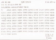 Sample intercept: German naval attachø message from Berlin to