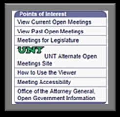 Where liaisons may find open meeting postings as seen by the