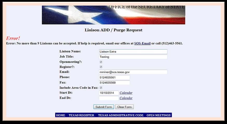 register@sos.texas.gov Error Message?