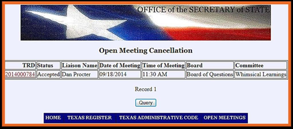 Only meetings with an Accepted status will be available to Cancel If the TRD canceled