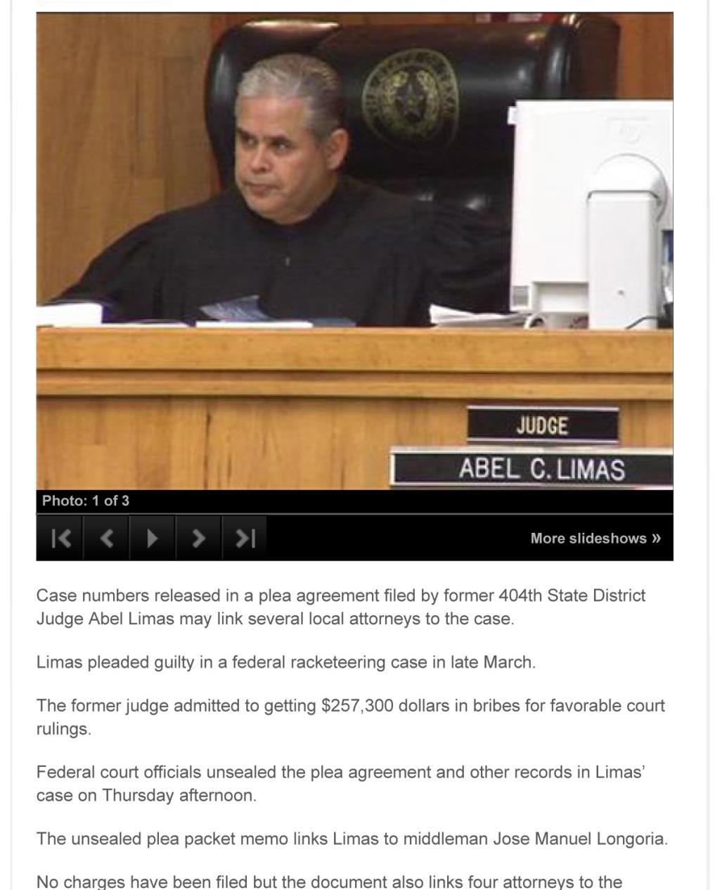 The Side Show Judge Limas pled guilty to