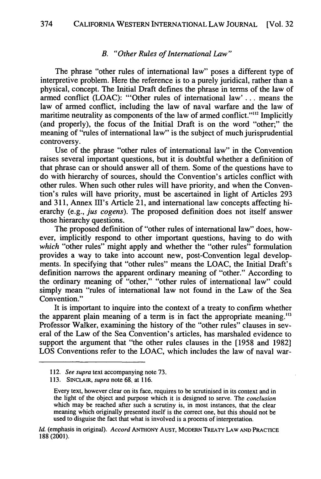California Western International Law Journal, Vol. 32 [2001], No. 2, Art. 6 374 CALIFORNIA WESTERN INTERNATIONAL LAW JOURNAL [Vol. 32 B.