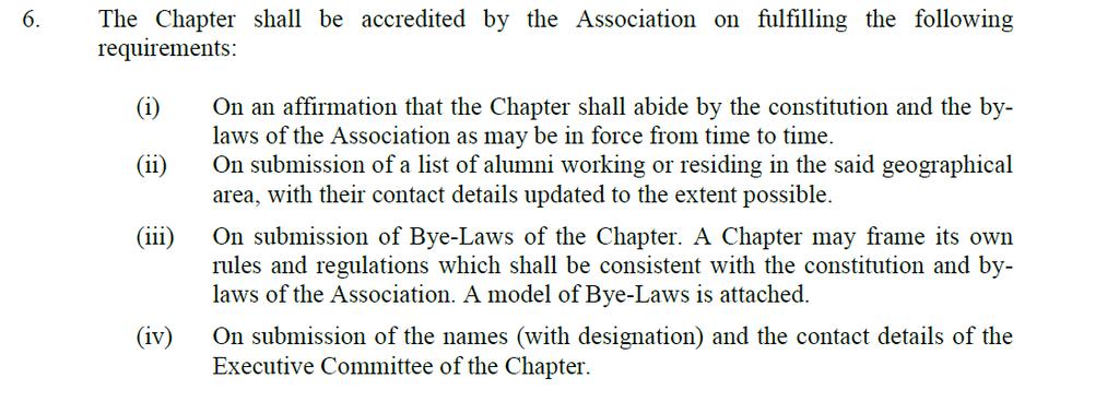Annexure 1 Checklist and Operational Guidelines for Accreditation of Chapters 'The Chapter Formation and Management Guidelines' adopted by the AA Board say the following about the accreditation of