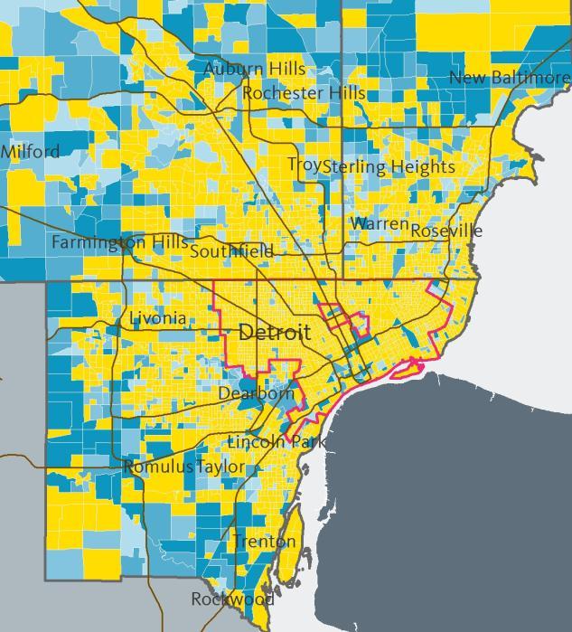 While much of the population loss is spatially concentrated in and immediately around the City of Detroit, pockets of population loss can