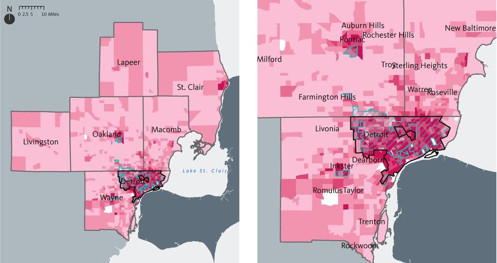 An Equity Profile of the Detroit Region PolicyLink and PERE 72 Connectedness Concentrated poverty a challenge for communities of color The share of people living in high-poverty neighborhoods (those