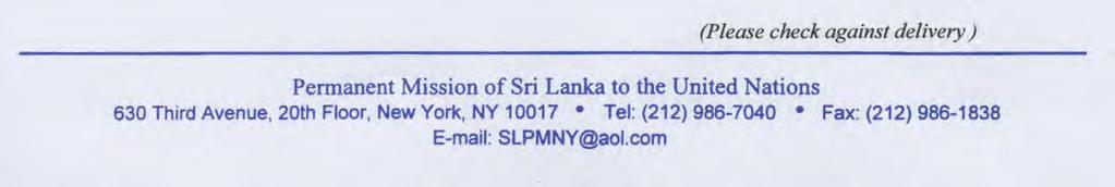 of Sri Lanka at the Sixty First Session of the