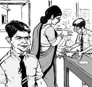 Mrs Rao, the class teacher, has to leave the classroom on some urgent work. She asks Suresh to mind the class. Suresh starts picking on Anil. Anil, today I am going to report you to Mrs Rao.