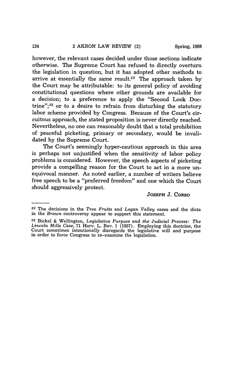 2 AKRON LAW REVIEW (2) Spring, 1969 however, the relevant cases decided under those sections indicate otherwise.