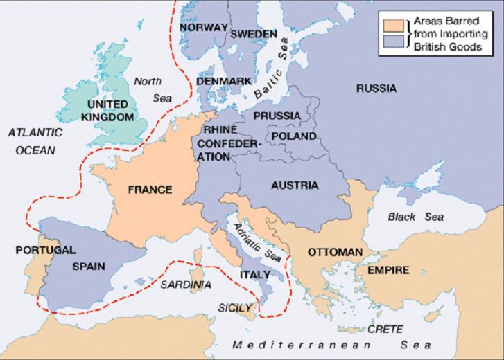 Napoleon s Mistakes 1. Continental System: blockade to separate Britain from mainland Europe a.