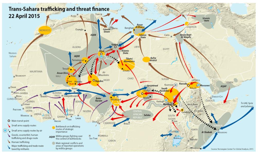 10. Trafficking Routes The route described from Darfur to El Geneina, along the border of Chad to Libya is a well known and described route for migrants and refugees.