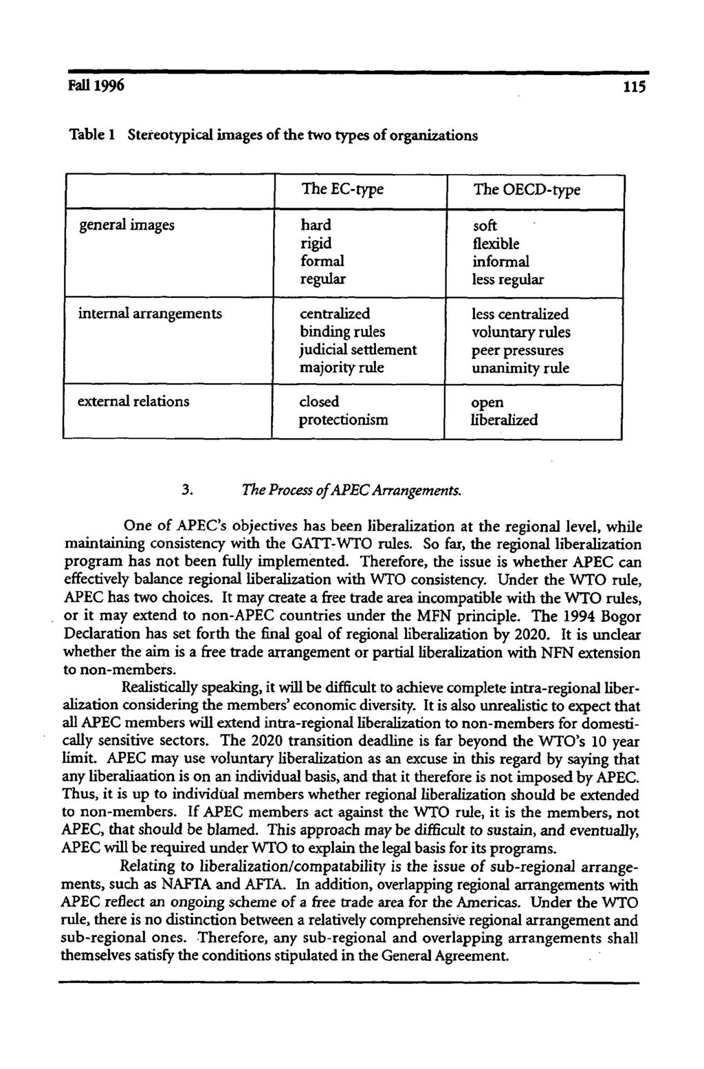 Fail 1996 115 Table 1 Stereotypical images of the two types of organizations The EC-type The OECD-type general images bard soft rigid flexible formal informal regular less regular internal