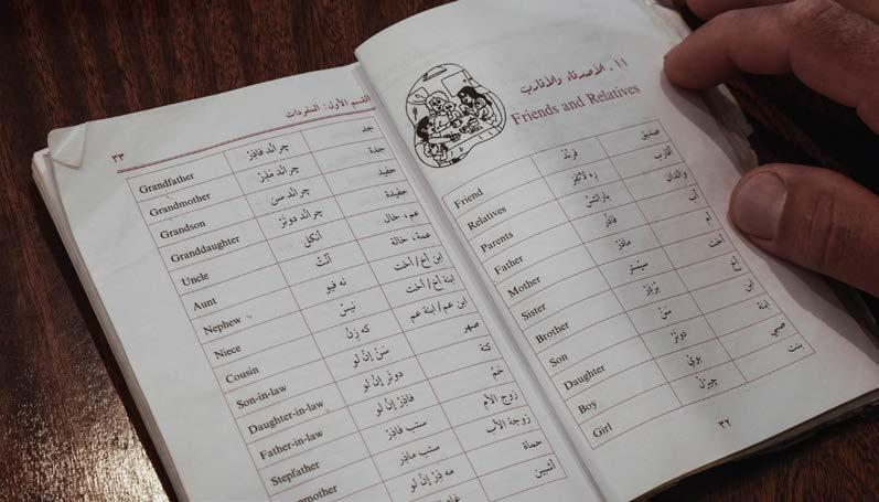 Now resettled in the UK, Talal s exercise book helps him to practise English every day.