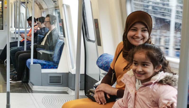 First trip on the London Underground for a Syrian family who were resettled from the Bekaa Valley, Lebanon.