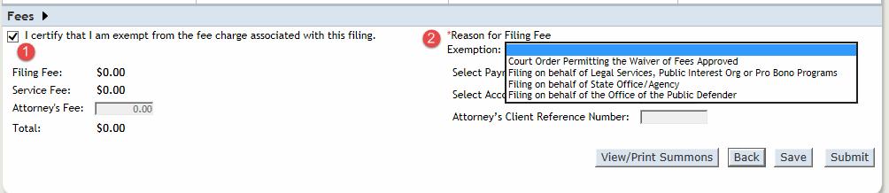 In the event the filing fees have been waived follow the steps