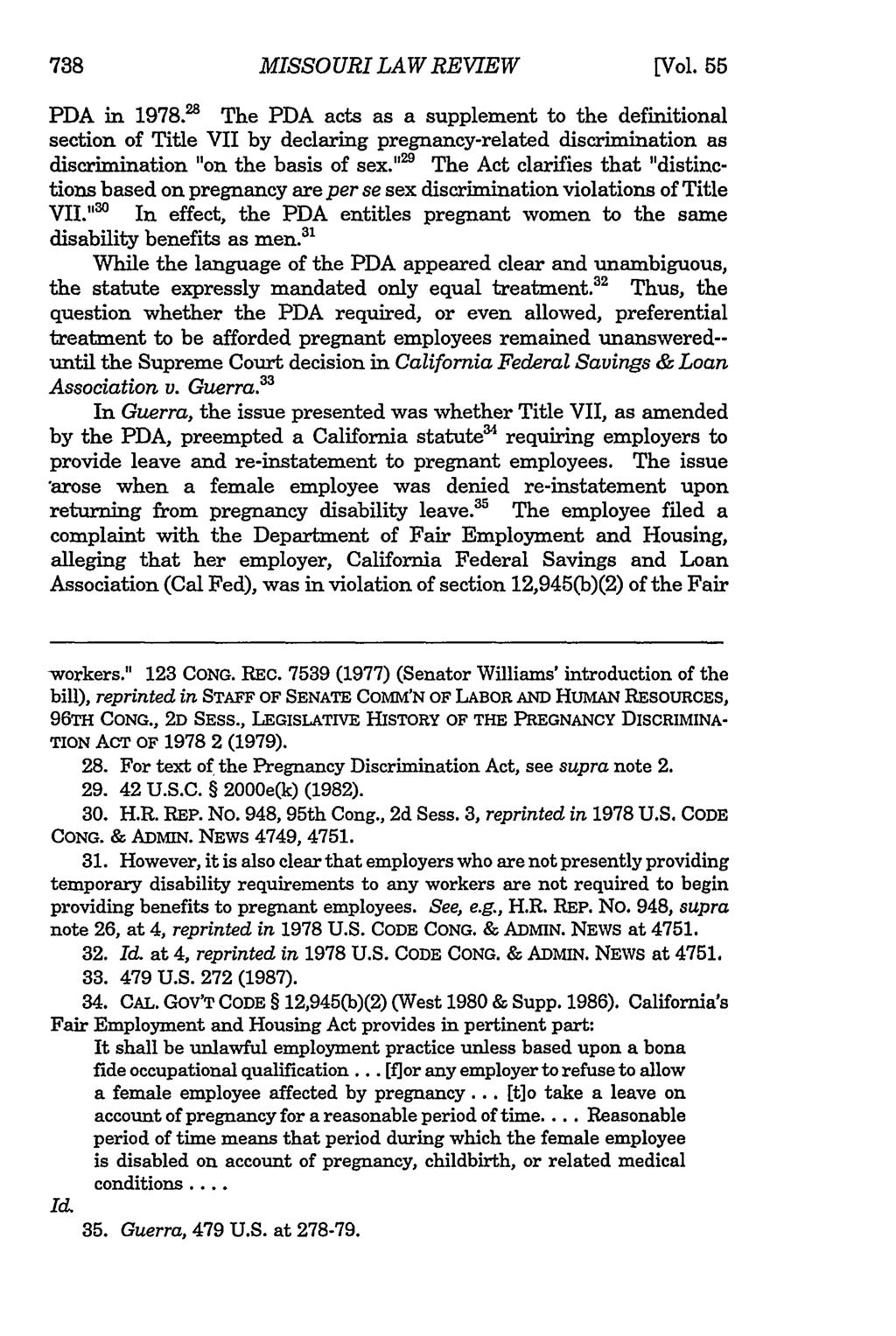 78 Missouri Law Review, Vol. 55, Iss. 3 [1990], Art. 3 MISSOURI LAW REVIEW [Vol. 55 PDA in 1978.