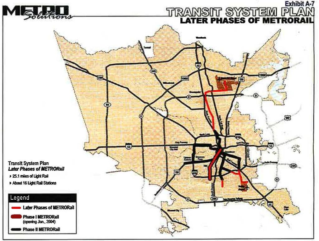 b. Later Phases of METRORail (exclusive of Phase I and Phase II), consisting of approximately 25.