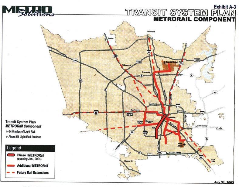2. A METRORail Component, as depicted in Exhibit A-3 attached hereto, generally consisting of the following 64.8 miles of light rail: a. Phase II of METRORail, consisting of approximately 39.