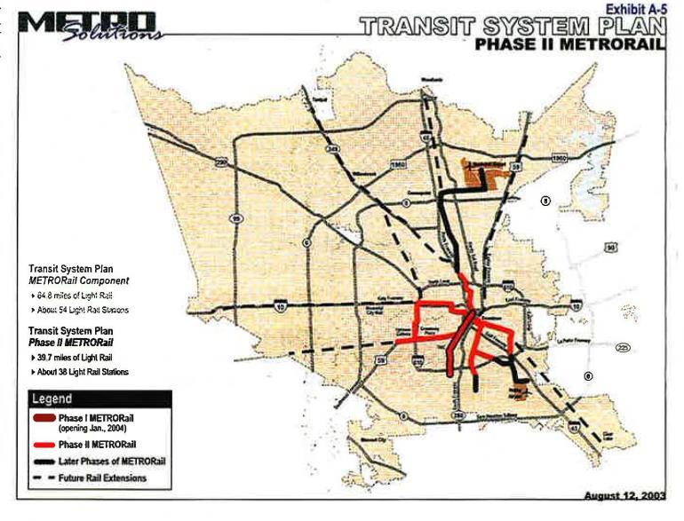 generally consists of the following light rail segments or lines, including associated vehicles and facilities: North Hardy Approximately 5.
